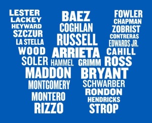 Letter W made out of Cubs players' names